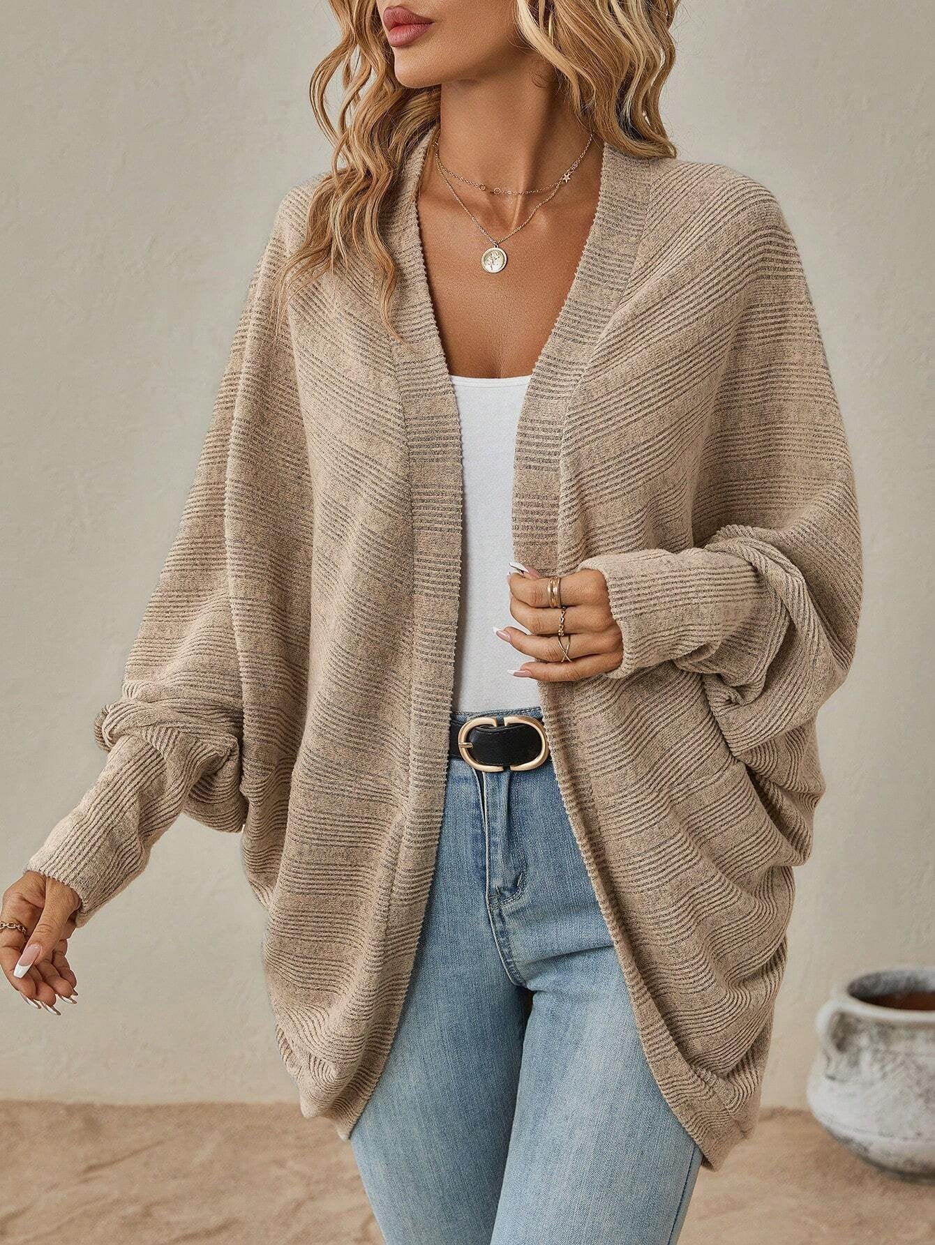 Vintage Wrap Solid Color Mid-length Knitted Cardigan
