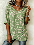 Botanical Pattern Vintage Loose Shirt