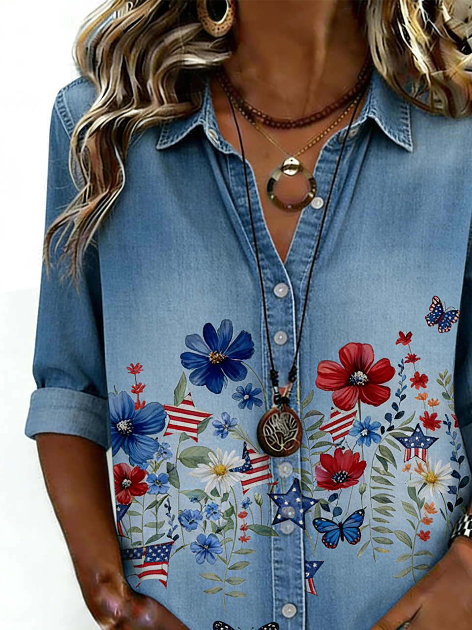 America Flag Loose Others Casual Shirt