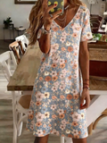 V Neck Elegant Loose Dress With No