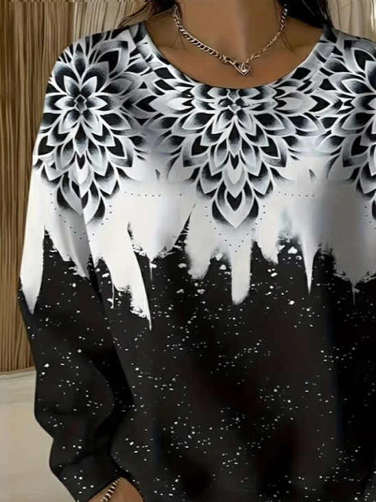 Loose Abstract Casual Printing Sweatshirt