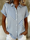 Striped Elegant Shawl Collar Shirt