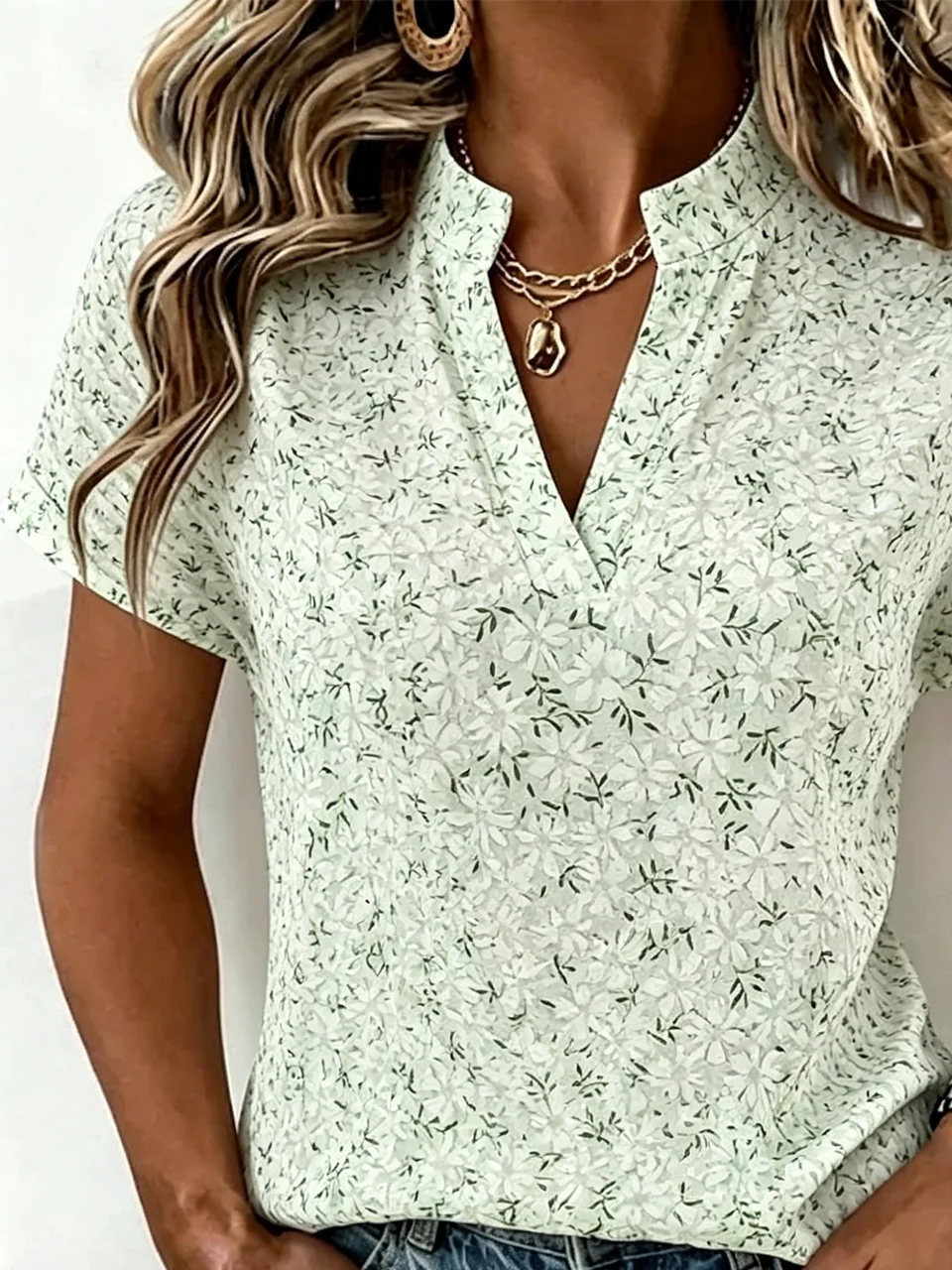 Elegant Loose Linen Blend V Neck Shirt