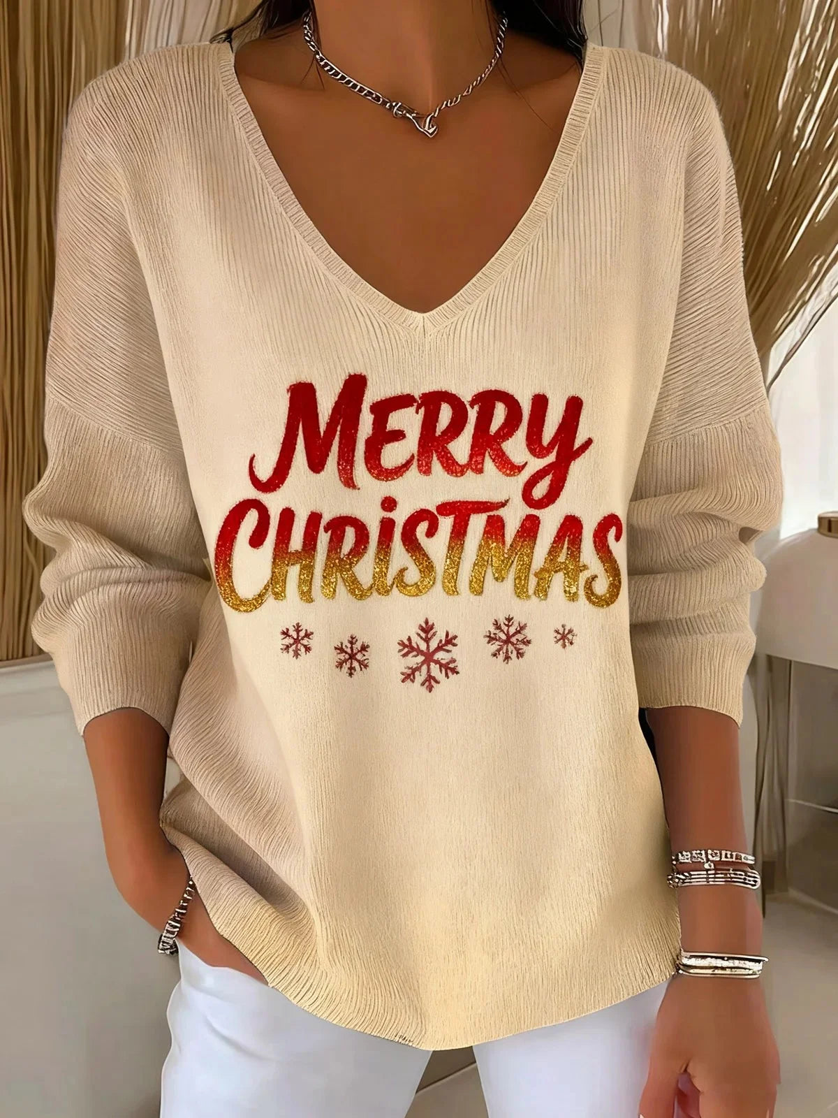 Casual Loose Christmas Tree Knit Top