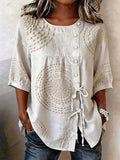 Women's Half Sleeve Shirt Summer Apricot Abstract Crew Neck Daily Going Out Vintage Top