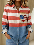 Floral Shawl Collar Casual Loose Shirt
