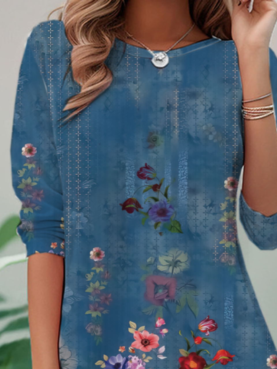 Jersey Floral Casual T-Shirt Early Autumn