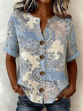 Stand Collar Casual Loose Linen Blend Shirt