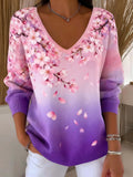 Loose Gradient Pattern Casual Knit Top