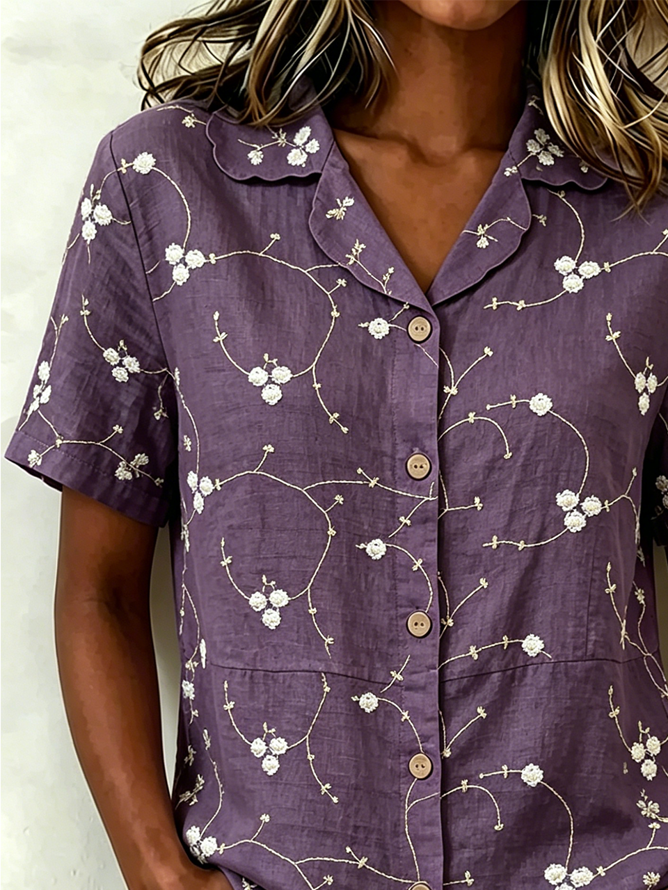 Floral Loose Shawl Collar Elegant Shirt