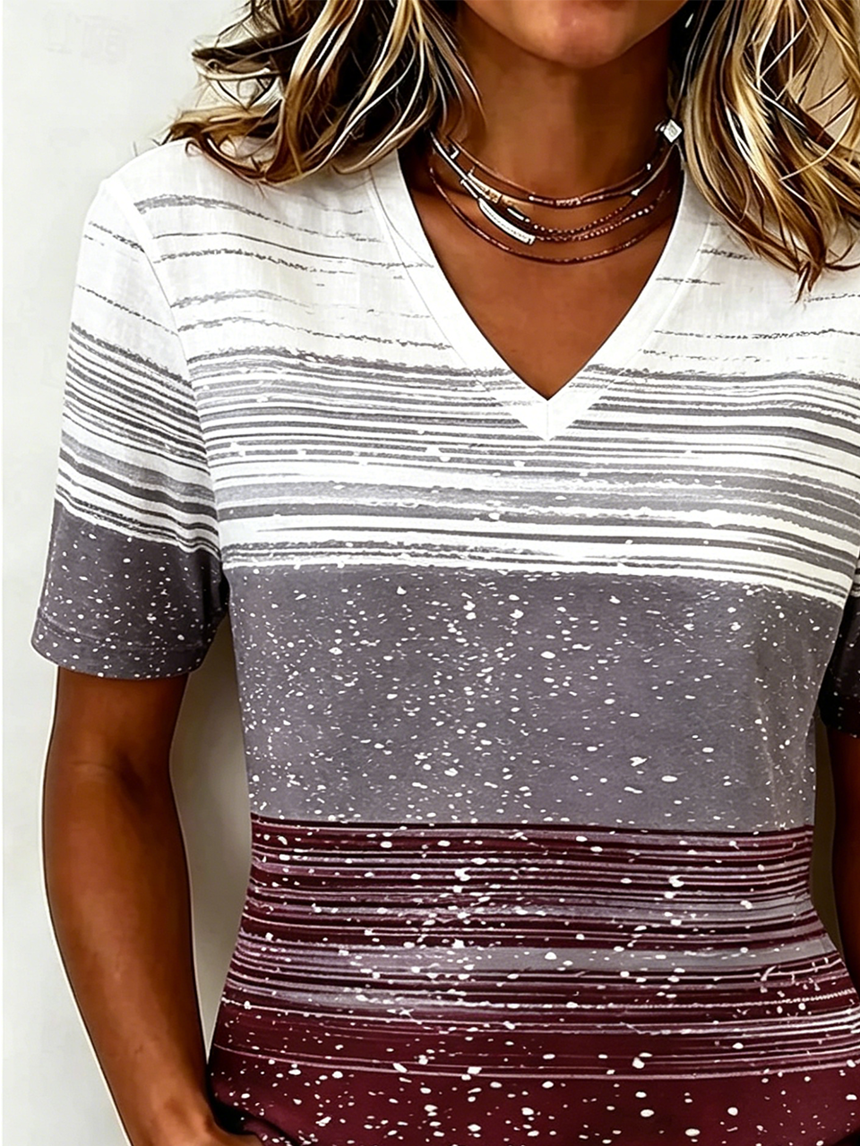 Loose Striped Casual Jersey T-Shirt