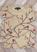 Birds on Branch Embroidery Pattern Cozy Knit Sweater