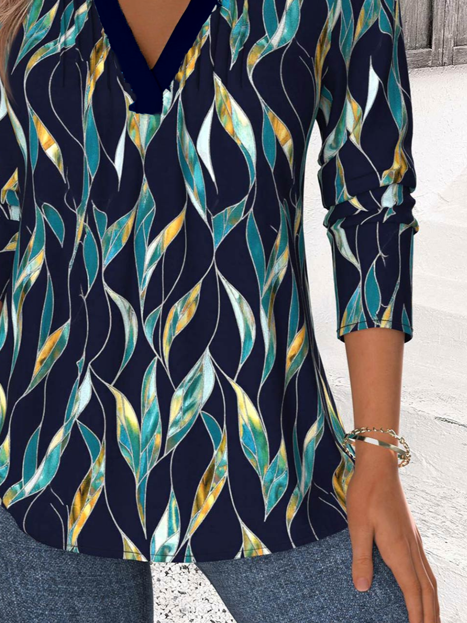 Jersey Abstract Graphic Casual Blouse