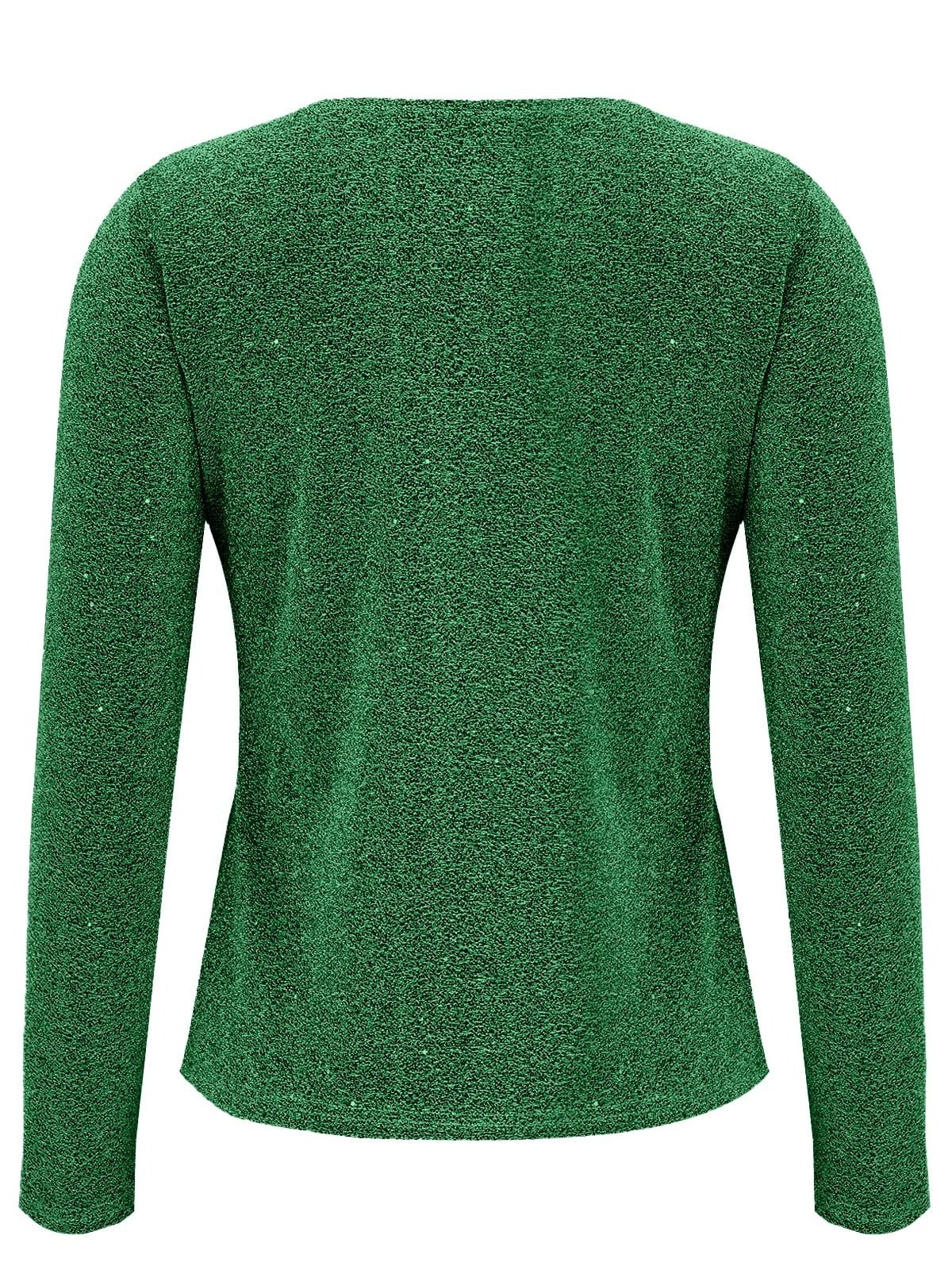 Women's Long Sleeve T-shirt Spring/Fall Silver Plain Split Joint Polyester Cotton V Neck Daily Going Out Casual Top