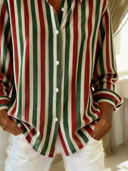 Women's Long Sleeve Shirt Spring/Fall As Picture Christmas Buckle Shirt Collar Regular Sleeve Daily Going Out Casual Top
