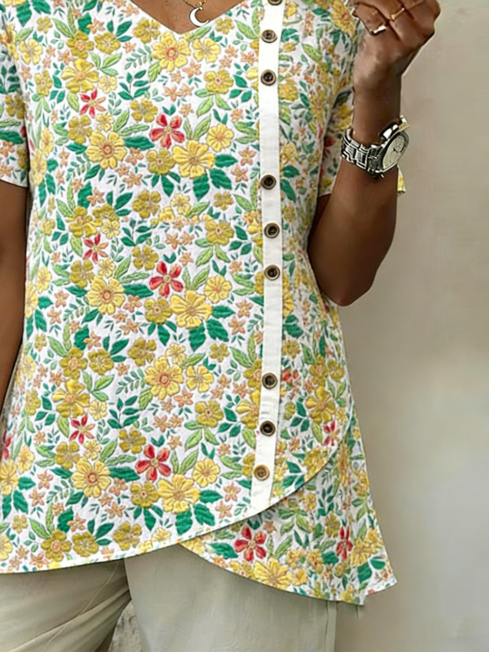 Floral Vintage Cotton-Blend Shirt