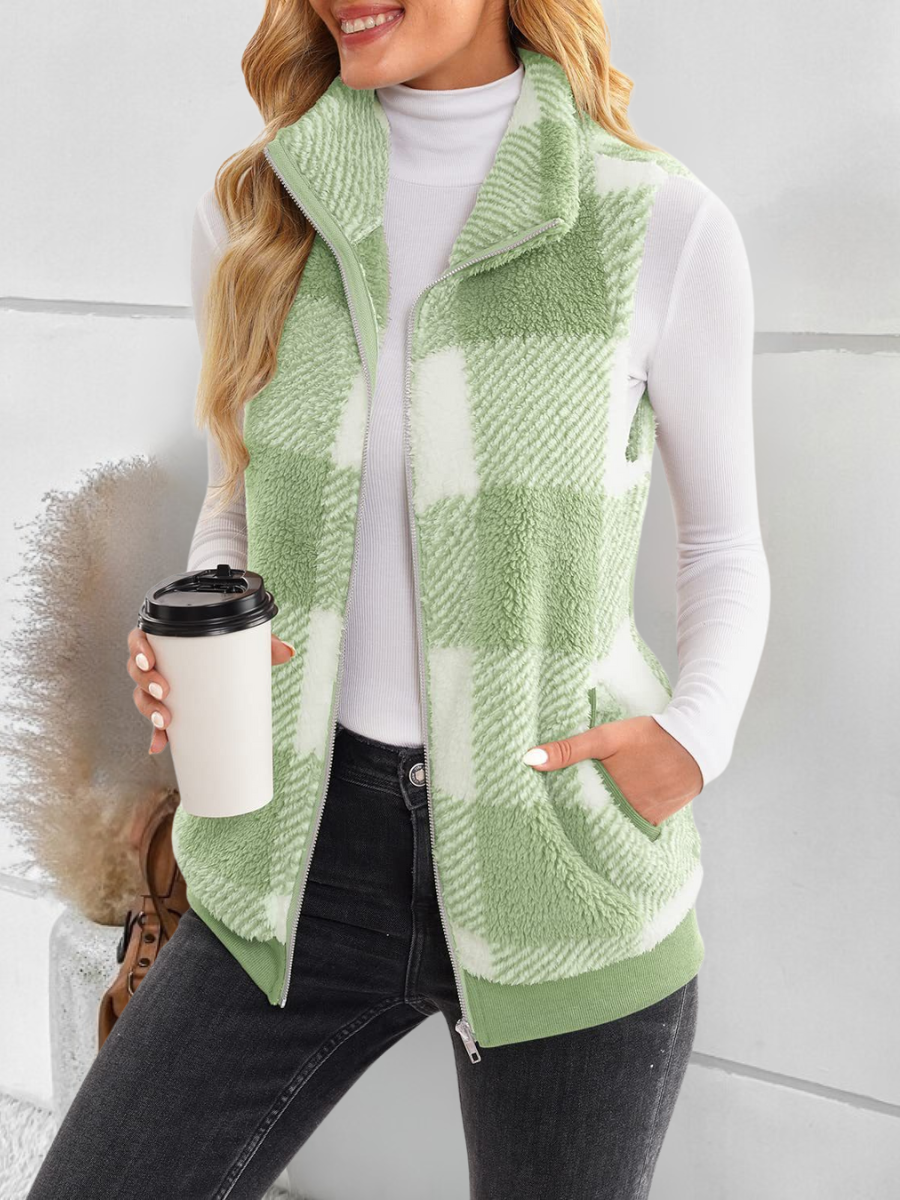 Polyester Cotton Stand Collar Elegant Vest