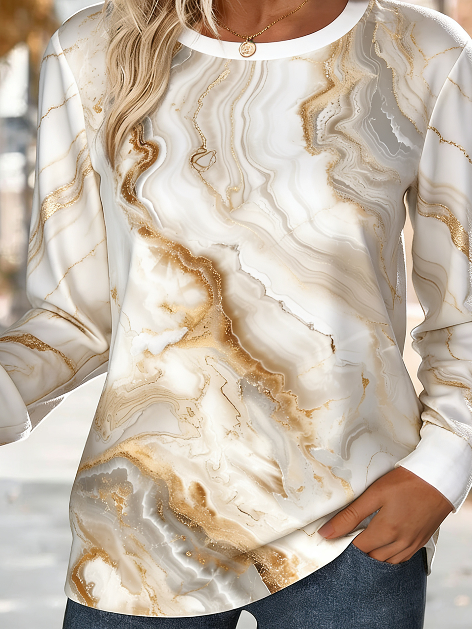 Gradient Pattern Crew Neck Vintage Sweatshirt