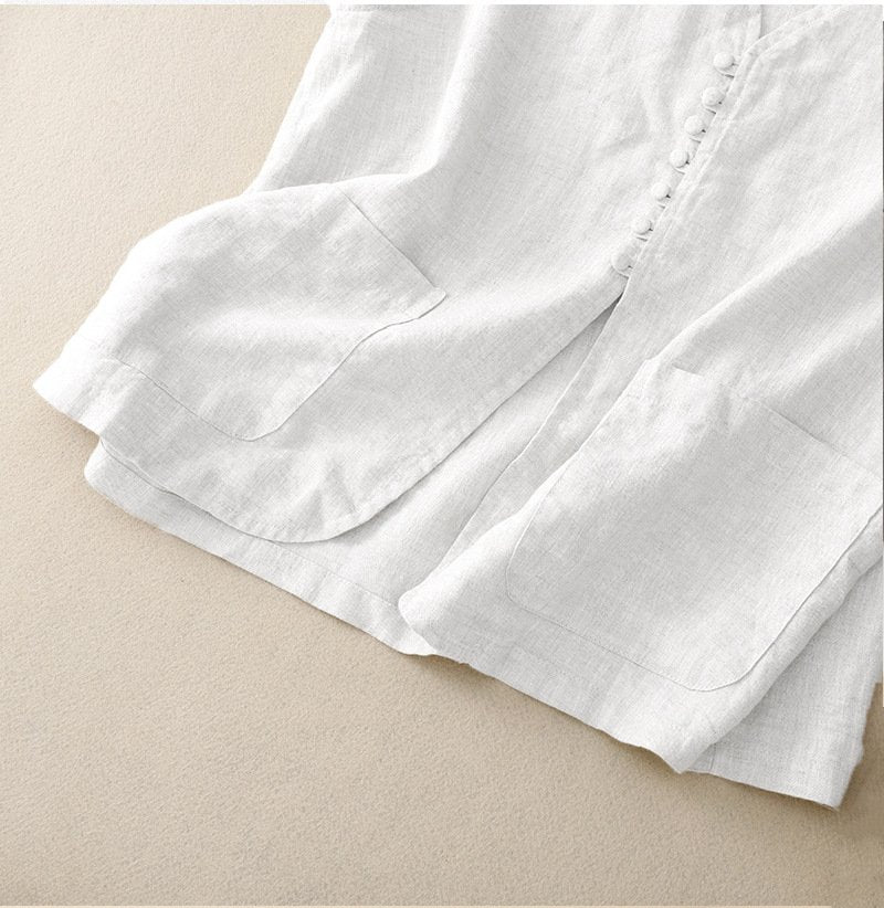 Plain Casual Others Cotton And Linen Vest