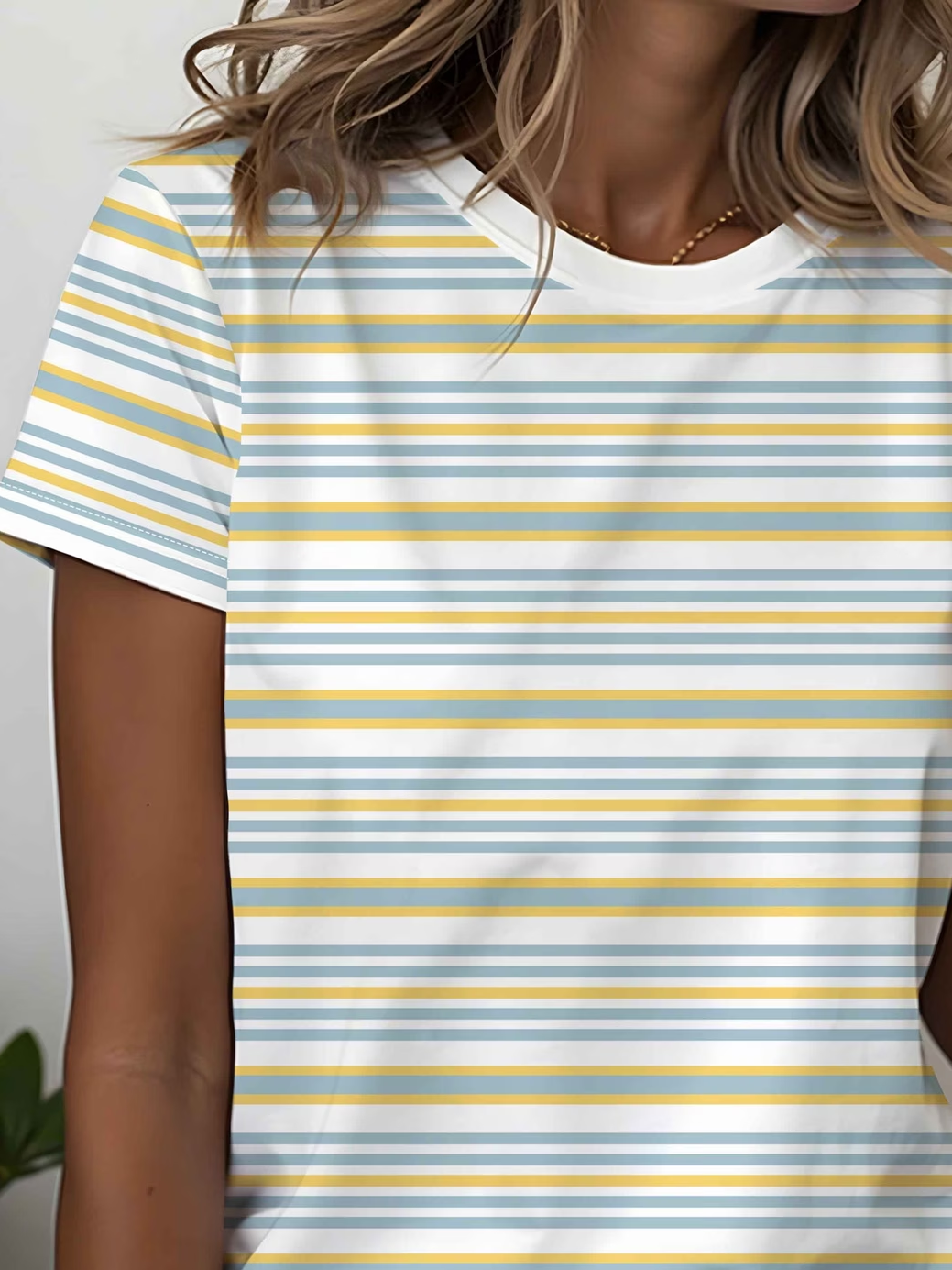Women's Short Sleeve T-shirt Summer White Striped Printing Jersey Crew Neck Daily Going Out Casual Top