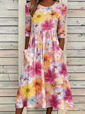 Floral Casual Loose Dress With No