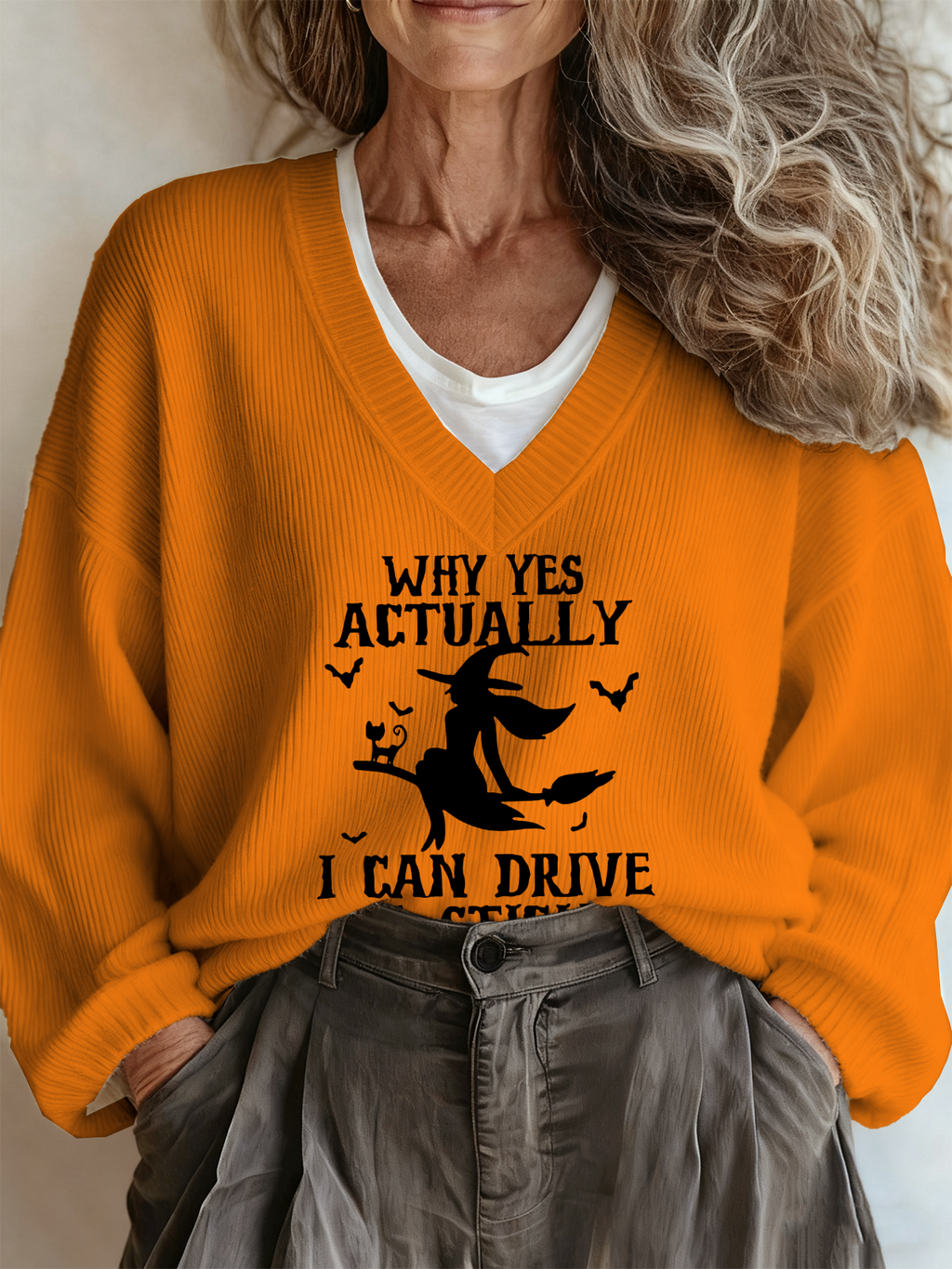 V Neck Halloween Loose Casual Sweater