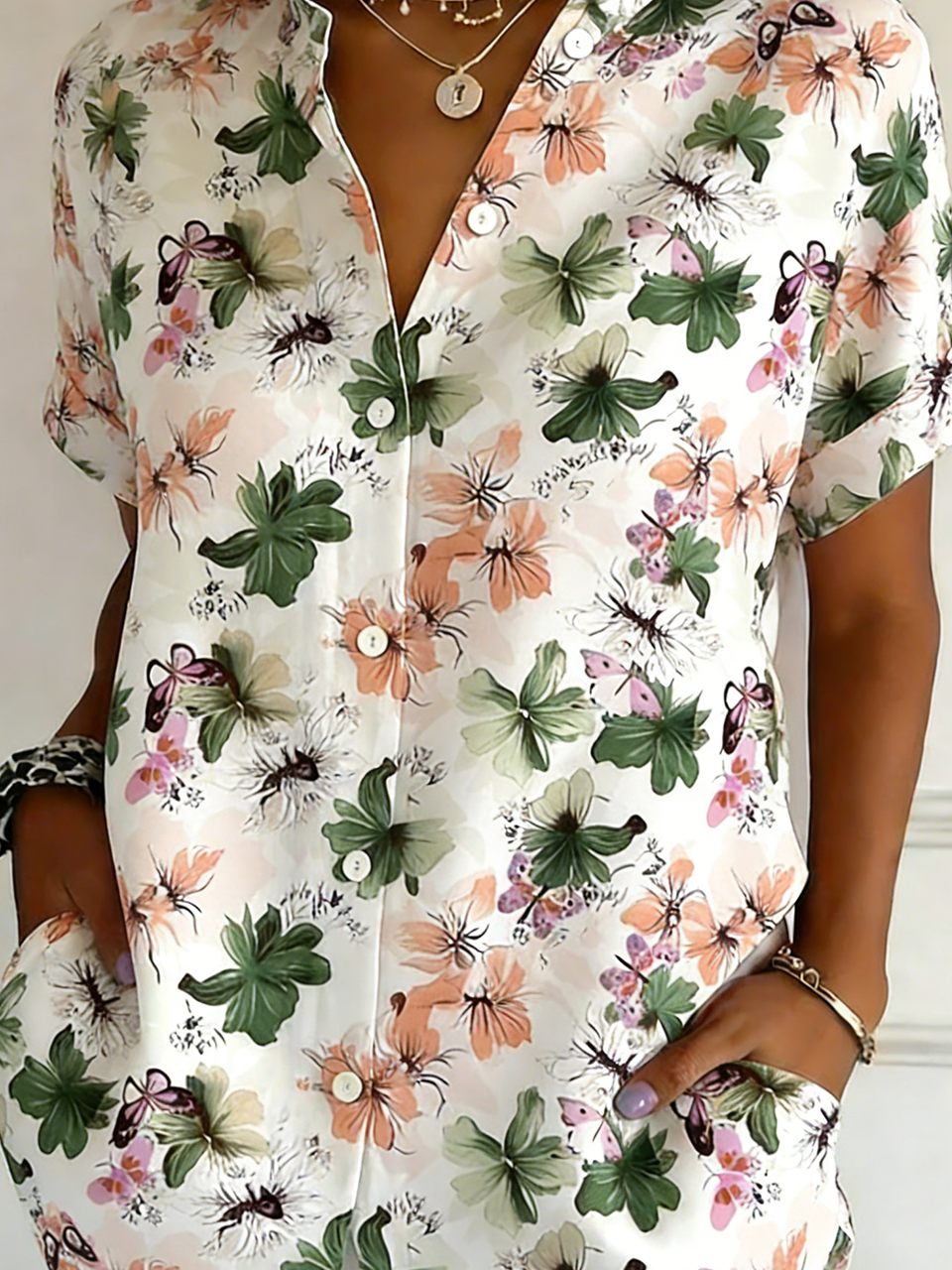 Elegant Butterfly Shawl Collar Shirt