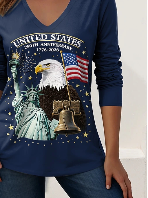 Casual Cotton-Blend Independence Day T-Shirt