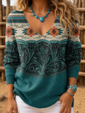Loose Gradient Pattern Casual Knit Top