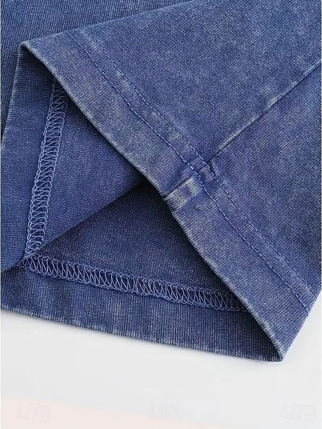 Women's 100% Cotton T Shirt Shirt Vintage Washed Tops Tee Top
