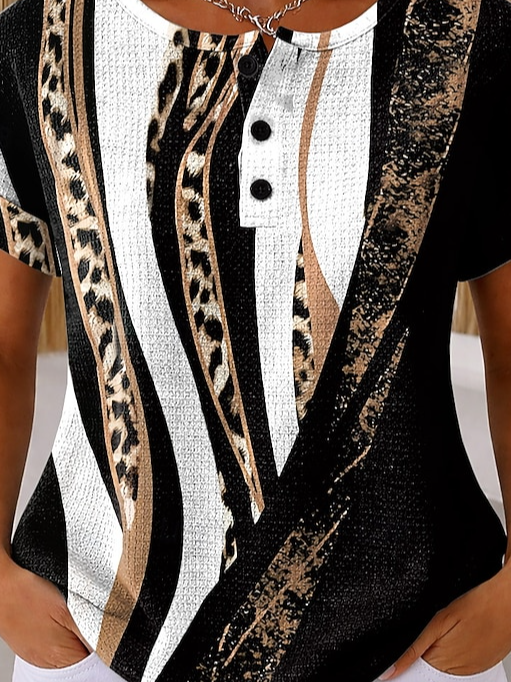 Geometric Loose Casual Others T-Shirt