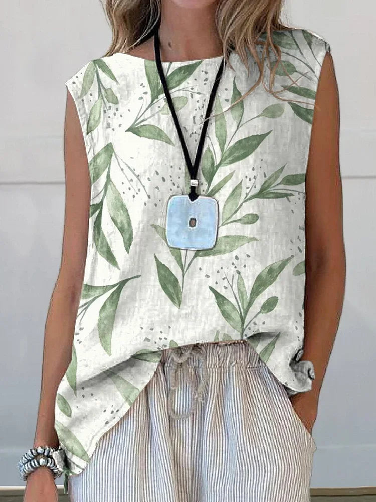 Women's Sleeveless Tank Top Summer White Floral Printing Crew Neck Daily Going Out Casual Top