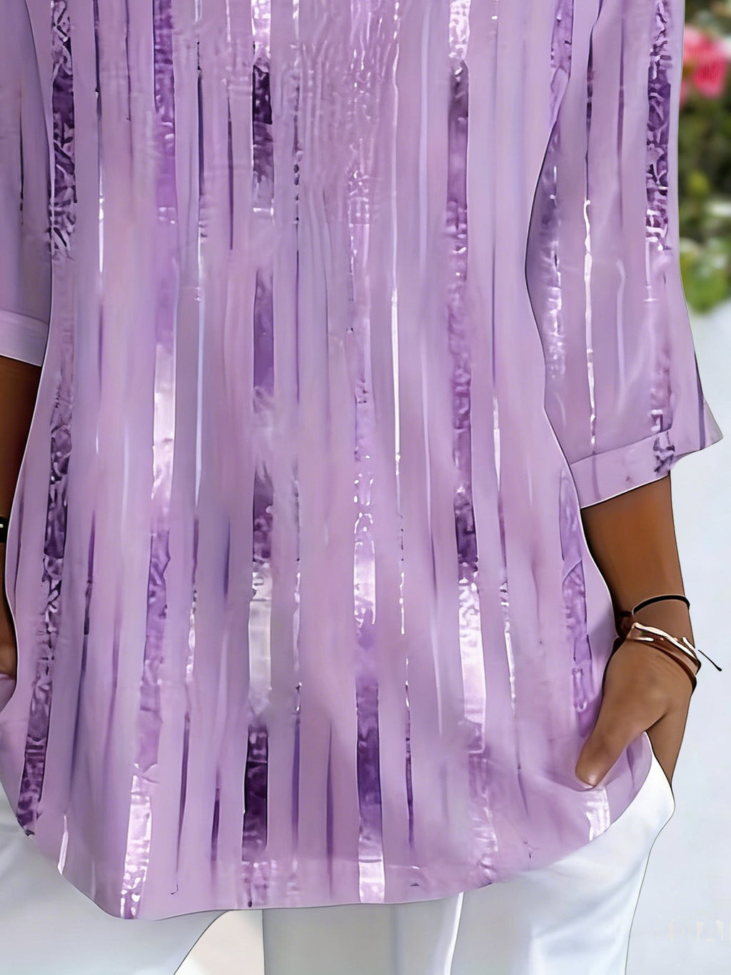 Women's Purple Abstract Print Casual T-Shirt