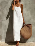 Casual Plain Spaghetti Midi Dress