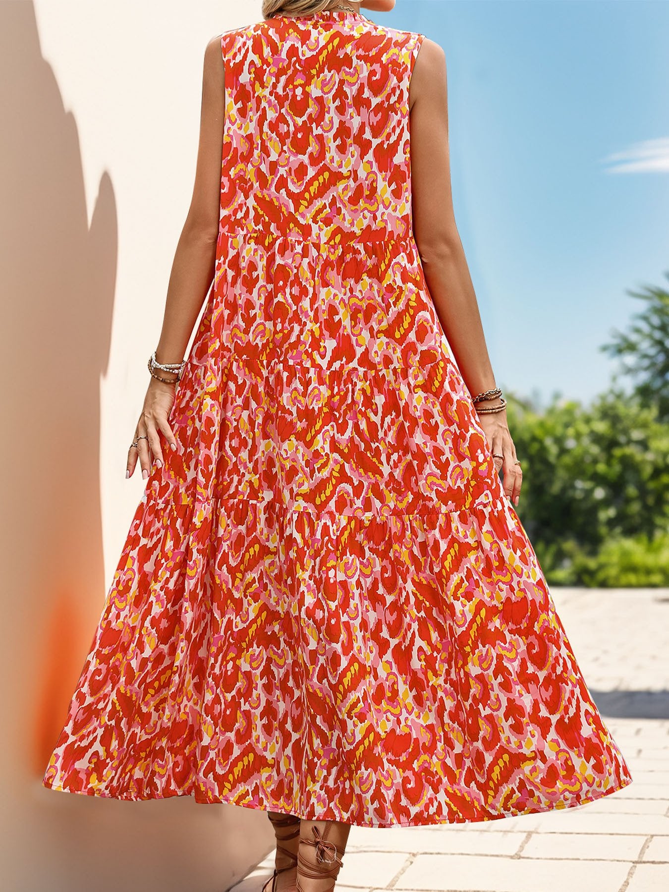 Loose Others Boho Geometric Dress With No