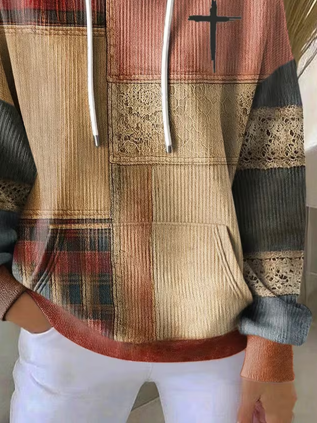 Hoodie Contrast Stitching Printing Casual Hoodie