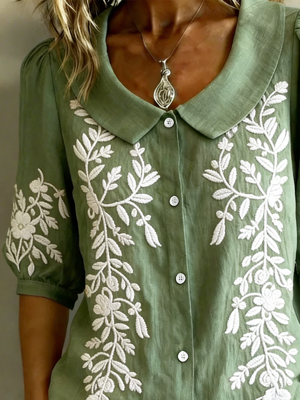 Loose Shawl Collar Floral Vintage Shirt