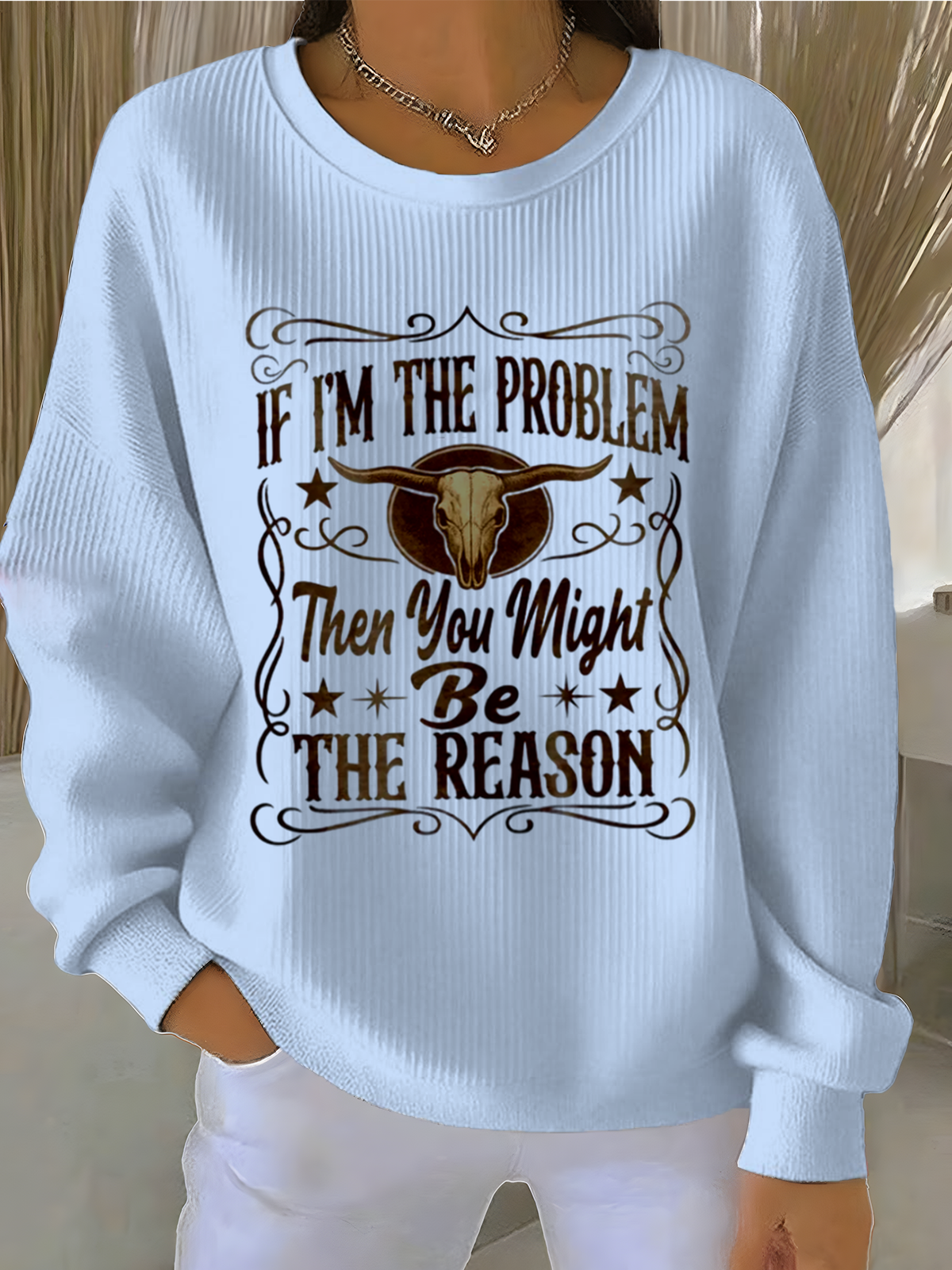 Simple Letter Pattern Cotton-Blend Sweatshirt