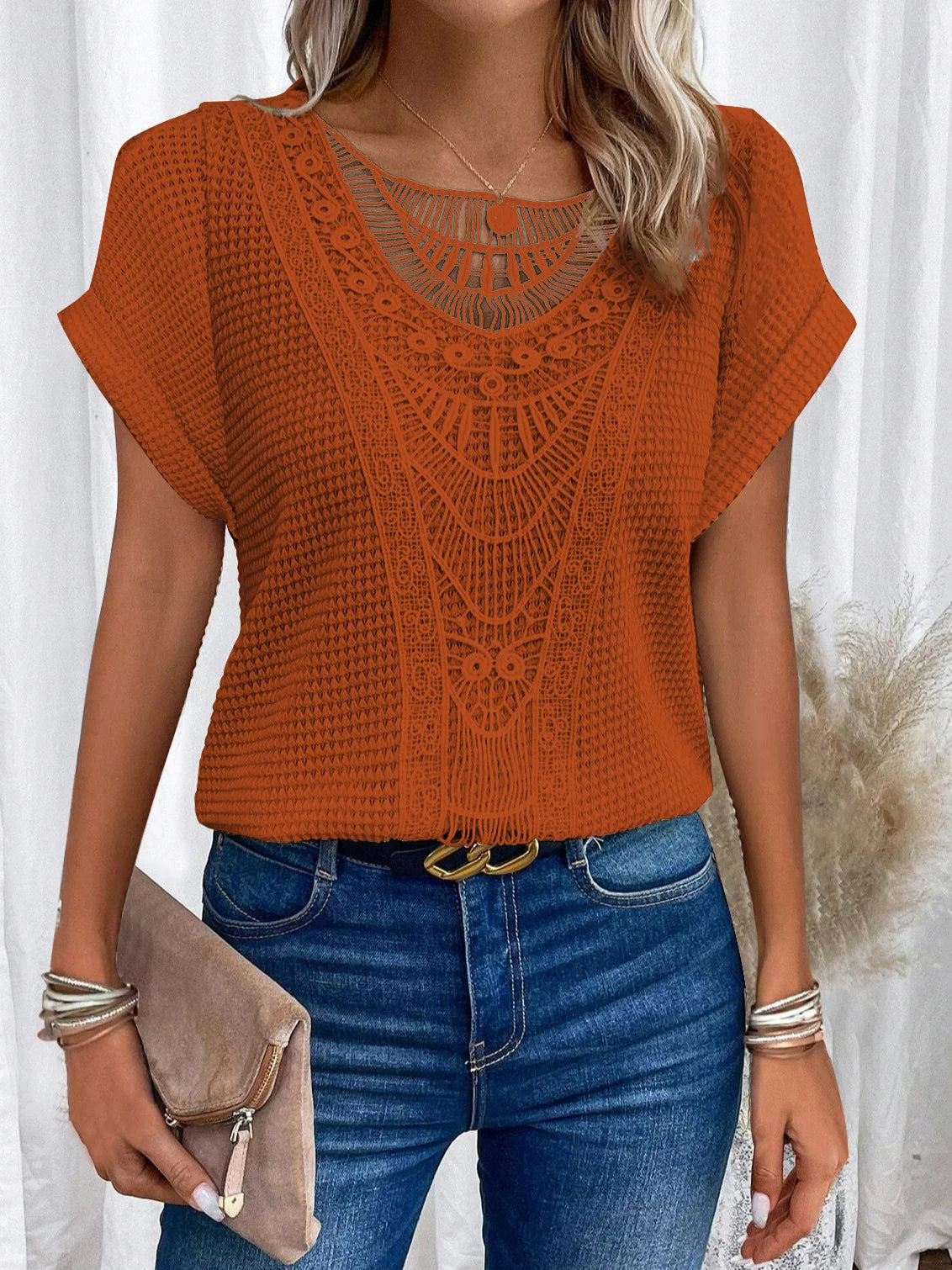 Loose Crew Neck Plain Elegant T-Shirt