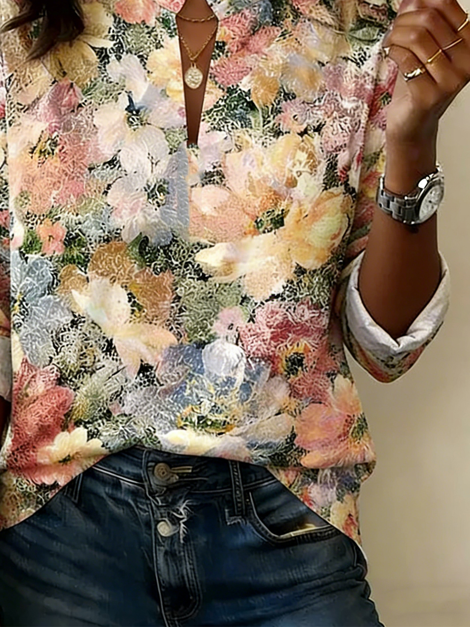 Floral Cotton-Blend Vintage Others Shirt
