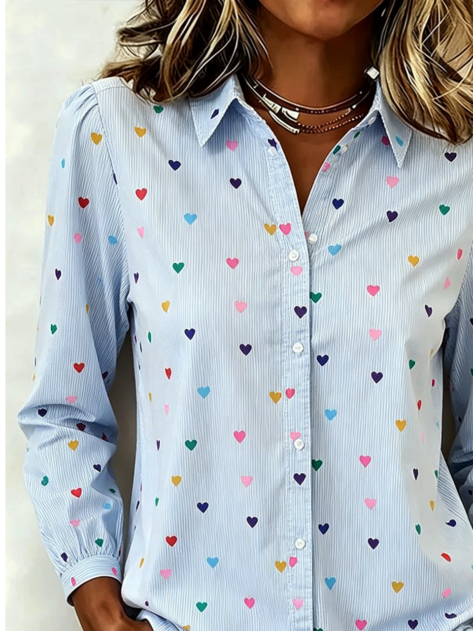Shirt Collar Vintage Striped Loose Shirt