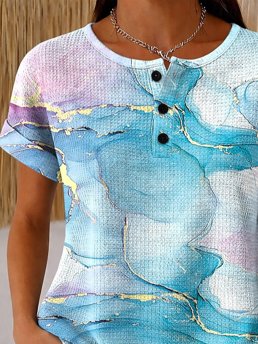 Others Gradient Pattern Casual Loose T-Shirt