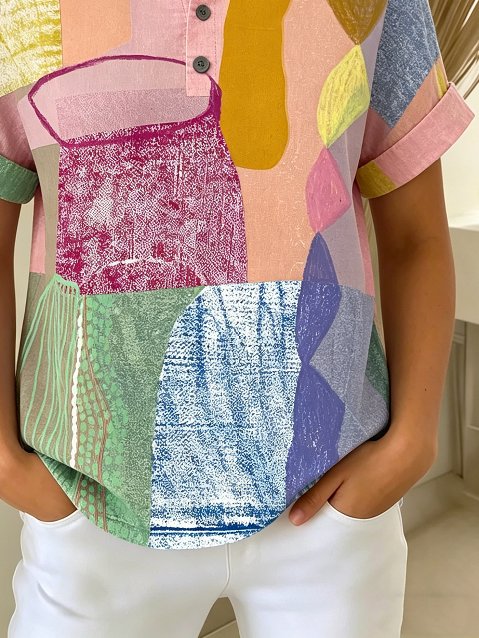 Loose Casual Geometric Others T-Shirt