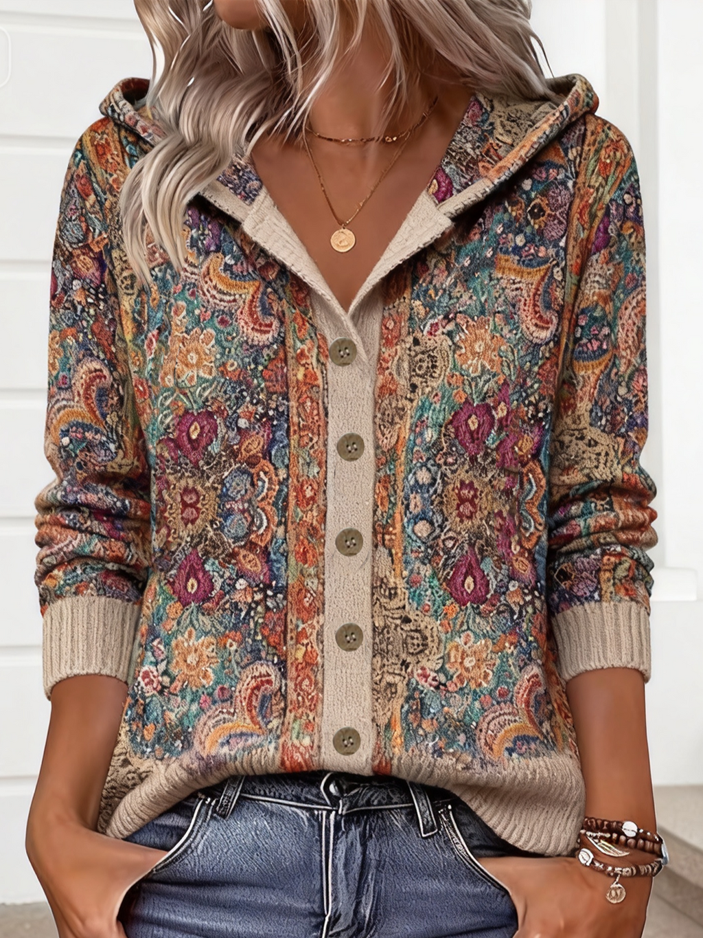 Wool/Knitting Hoodie Simple Cardigan