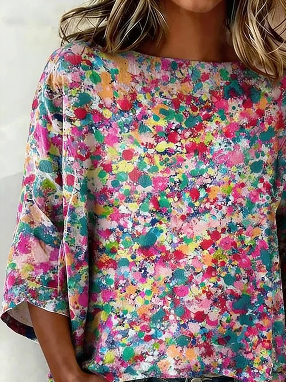 Cotton And Linen Elegant Abstract Polka Dots Shirt