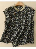 Loose Elegant Floral Linen Blend Shirt