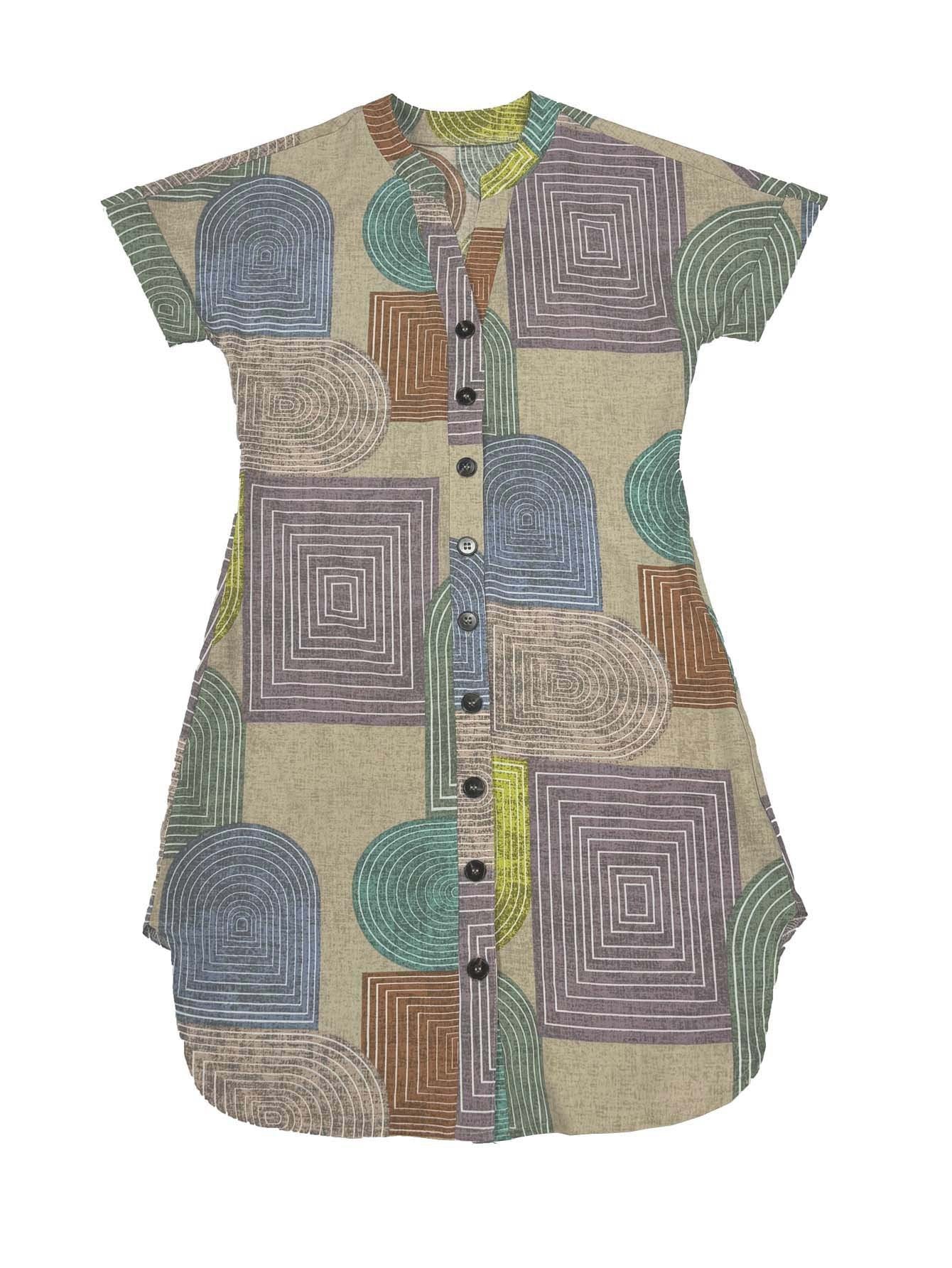 Loose Casual Geometric Others Dress With No