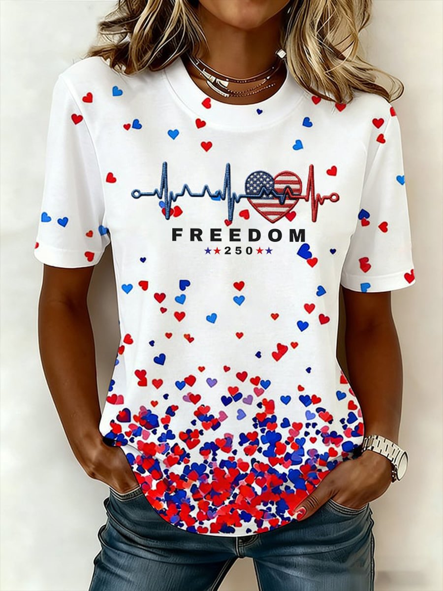 Regular Fit Casual Crew Neck Text Letters T-Shirt