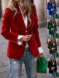 Pleuche Dressy Split Joint Lapel Collar Plain Blazer