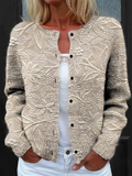 Knitted Crew Neck Loose Peasant Cardigan